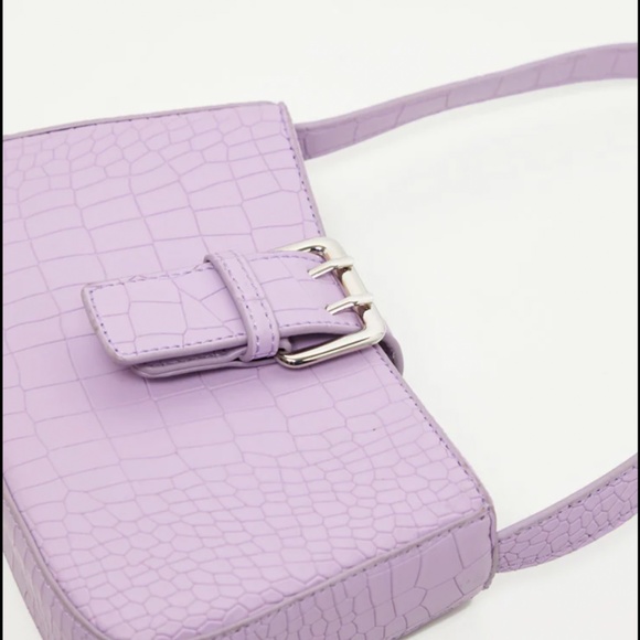 Lilac Croc Shoulder Bag - Picture 3 of 6